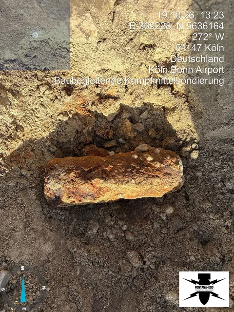 Zum Zeitpunkt der Aufnahme noch nicht identifiziertes Kampfmittel.