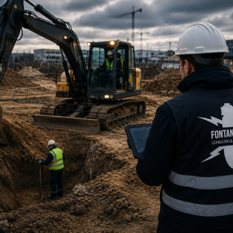 Bauaushubüberwachung und Flächenräumung bei laufenden Erdarbeiten