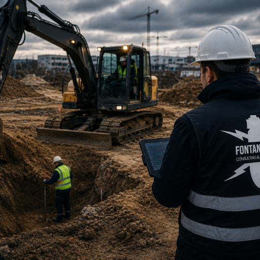 Bauaushubüberwachung und Flächenräumung bei laufenden Erdarbeiten