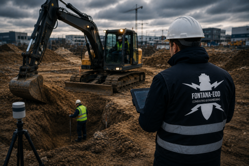 Bauaushubüberwachung und Flächenräumung bei laufenden Erdarbeiten
